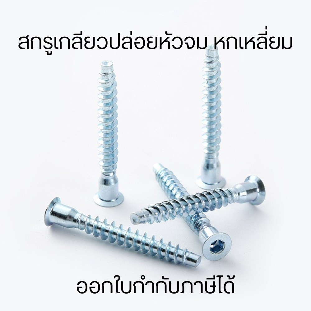 สกรูเกลียวปล่อย หัวจม หกเหลี่ยม เหมาะสำหรับยึดติดอุปกรณ์ เฟอร์นิเจอร์ทั่วไป (10ตัว)