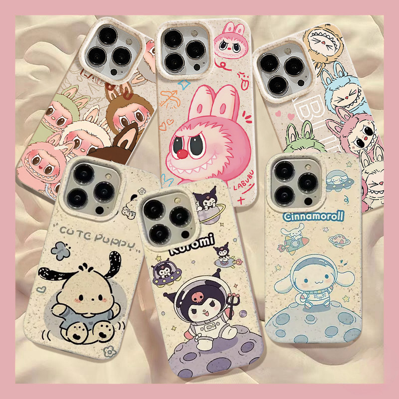 Doodle น่ารัก Sanrio Kuromi Puppy Pochacco Pop Mart Labubu กรณี iPhone XR 15 11 14 12 13 Pro Max 6s 6 8 7 Plus X XS MAX