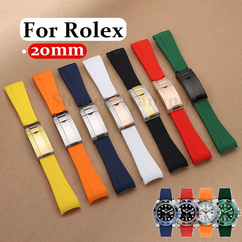 ปลายโค้งสายนาฬิกาซิลิโคนสําหรับ Rolex Submariner Band 20 มม.สร้อยข้อมือยางสําหรับ Water Ghost สําหรับ Daytona สายคล้องกีฬาผู้หญิงผู้ชายสายรัดข้อมือ