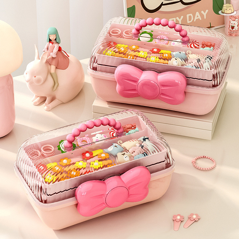 [GZ] Multi-layer Hairpin Organizer สาวน่ารักเครื่องประดับกรณีหัวเชือกชั้นวางจอแสดงผลเด็กอุปกรณ์เสริมผมกล่องเก็บ TH