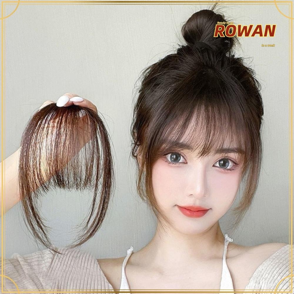 Rowans มินิหน้าม้าปลอม, สีดําสีน้ําตาลสําหรับสาว Air Bangs Hairpiece, แฟชั่นสังเคราะห์ผู้หญิง Hairpiece Extension