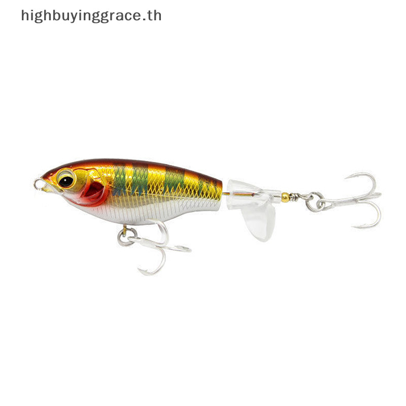 Hgth 1 ชิ้นคุณภาพ Whopper Plopper Wobblers 7.5 ซม.6.5g Topwater Popper Fishing Lure Hard เหยื่อ Rotag Soft Tail Fishing Tackle HGTH