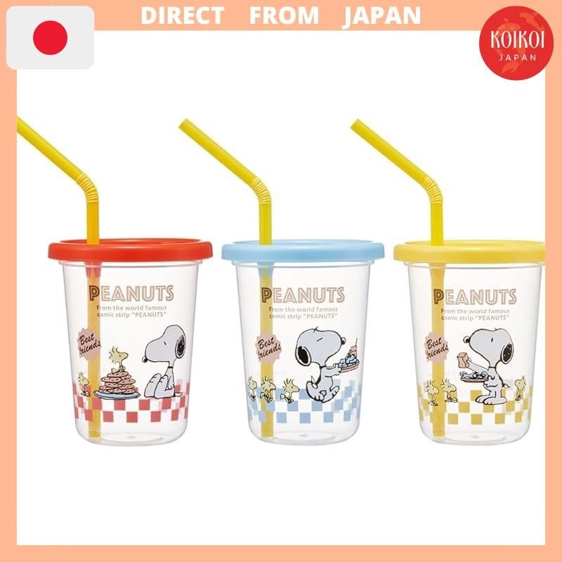 Skater Straw Tumbler 230ml 3pcs Snoopy 80s Cafe Made in Japan SIH2ST-A