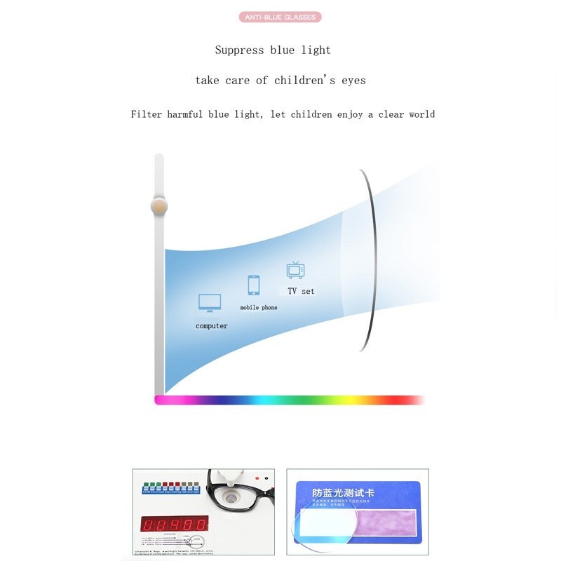 สินค้าพร้อมNew Childrens Anti-blue Silicone Light Flat Mirror Fashion Learning Game Goggles Square Frame Kids Glasses