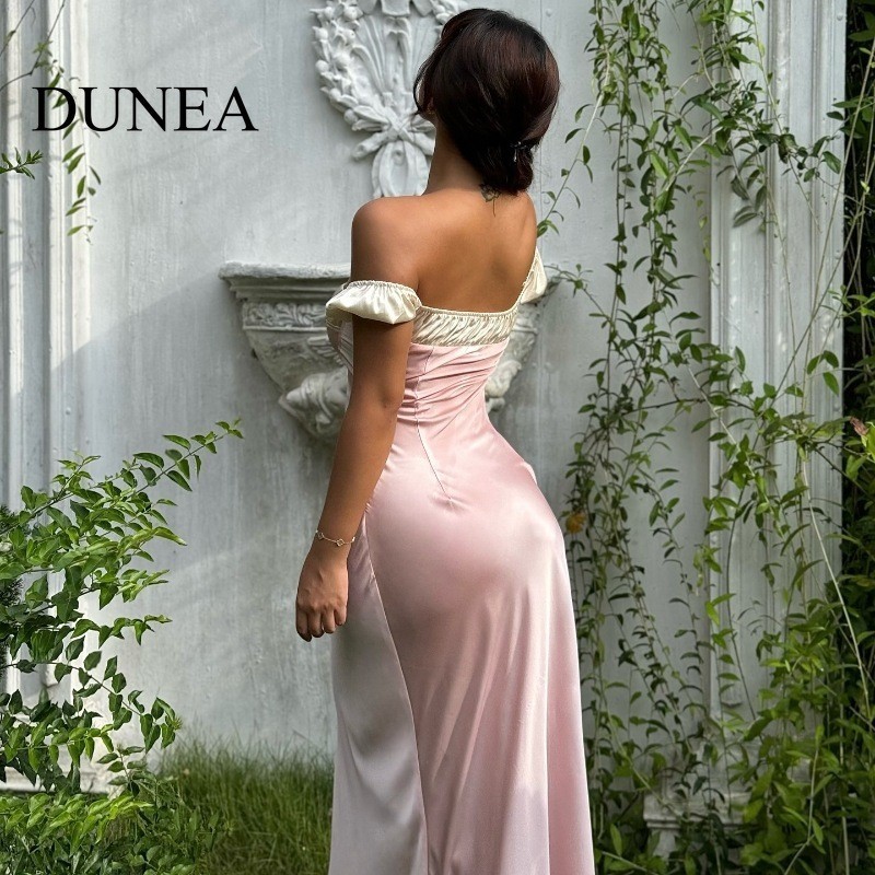 ดวย ผู้หญิงฝรั่งเศสเซ็กซี่หวานสแควร์ปกสายรัดพัฟแขนชุดสีชมพู - รูปที่ 6