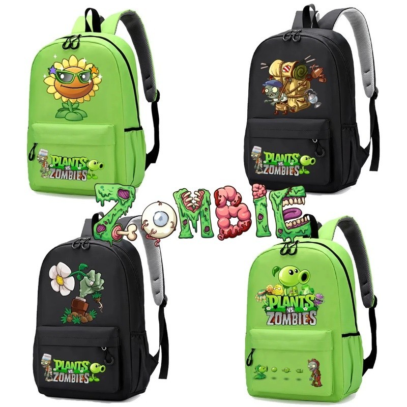 Plants vs Zombies เกมคลาสสิกการ์ตูนความจุขนาดใหญ่กระเป๋าเป้สะพายหลังเดินทางอเนกประสงค์ของขวัญนักเรียน