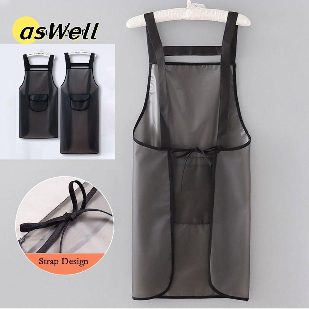 ผ้ากันเปื้อนทํางาน ASWELL, ผ้ากันเปื้อนในครัวทนน้ํามัน PVC, ผ้ากันเปื้อนทําความสะอาดกันน้ําป้องกันสิ่งสกปรกสีดําแบบใส