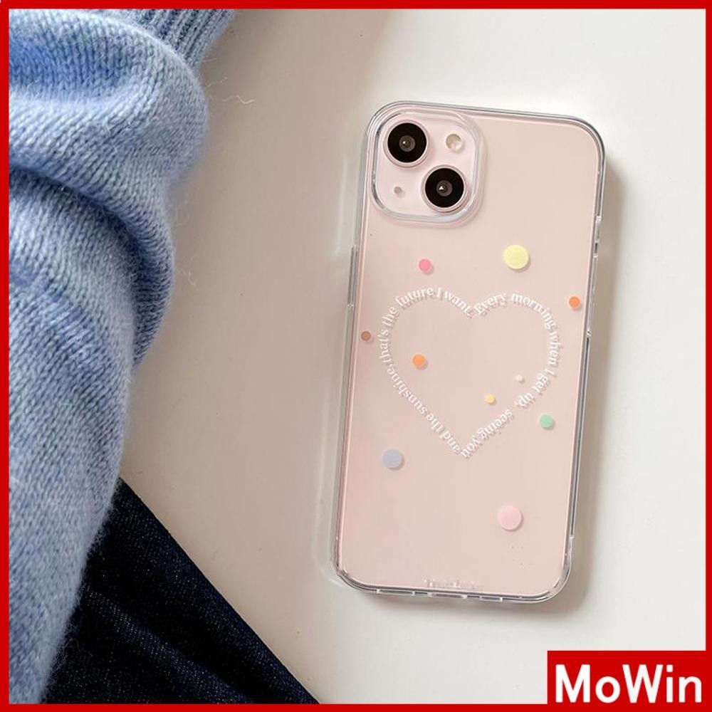 Mowin - เคสใส iPhone 15 Pro Max iPhone 11 เคส TPU นิ่ม จุดและตัวอักษรสีสันสดใสน่ารักลายวงกลมหัวใจใหญ่ iPhone 14 13 Pro max 12 Pro Max 11 XR XS 7 8Plus max XS XR