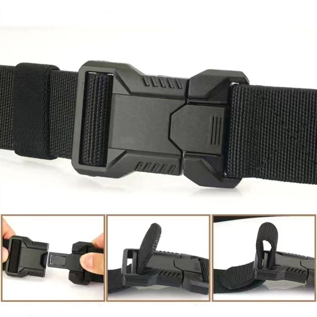 เข็มขัดผู้ชายอลูมิเนียมอัลลอยด์ Quick Release Pluggable หัวเข็มขัดเข็มขัดยางยืดสําหรับทนทานคาวบอยเข็มขัดกลางแจ้ง - รูปที่ 3