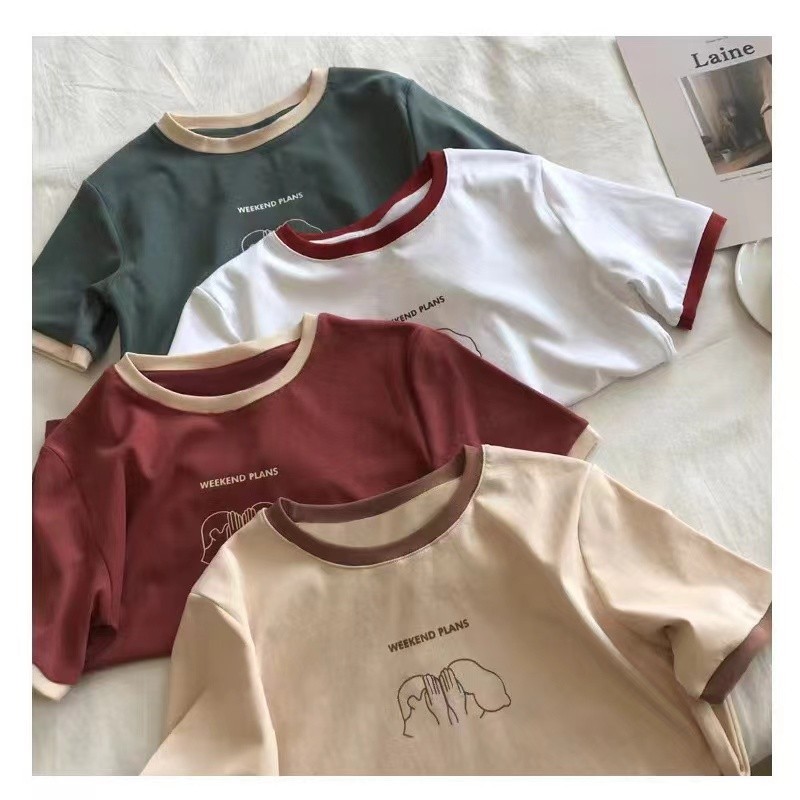 78 เสื้อยืดแขนสั้นแฟชั่นสตรีสไตล์เกาหลี Shipping from Thailand