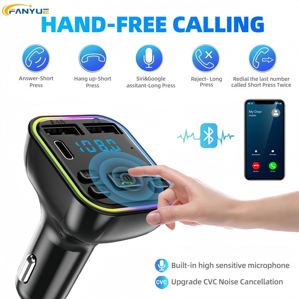 ของแท้ 100%บลูทูธรถยนต์ G38 บูลทูธรถยนต์+2USB+PD Car Charger บลูทูธในรถ บูลทูธรถยนต์ Wireless Bluetooth For Car ตัวรับ