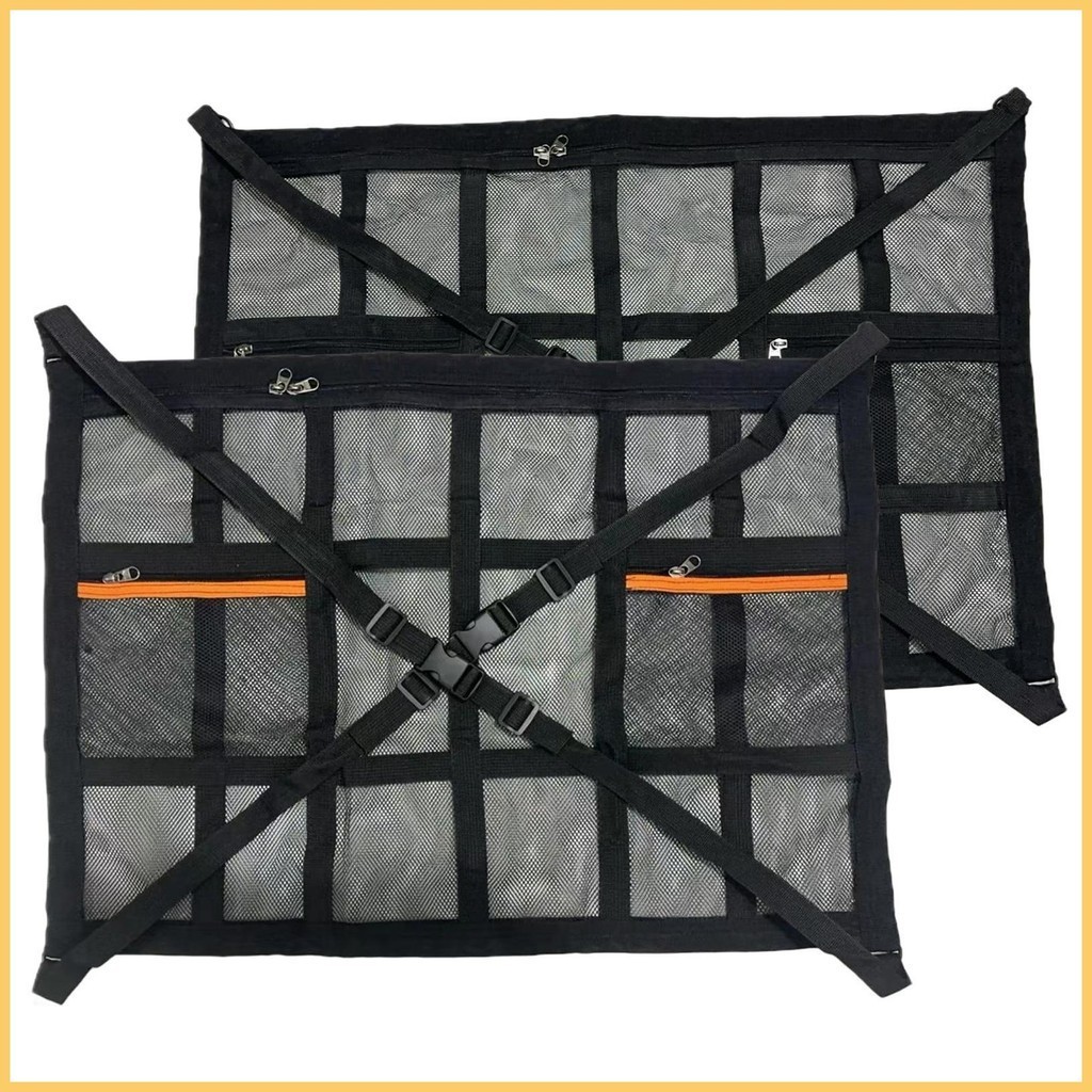 รถเพดาน Cargo สุทธิกระเป๋าตาข่ายหลังคารถจัดเก็บปรับ Organizer Double-Layer ซิปยานยนต์ kiath