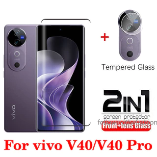2 in 1 ฟิล์มกระจกนิรภัยสําหรับ Vivo V40 V 40 Pro VivoV40Pro 5G 2024 V50 V50Pro 5G Gobal หน้าจอ HD Clear View Film Protector ฟิล์มแก้วกล้องเลนส์ Protector กระจก