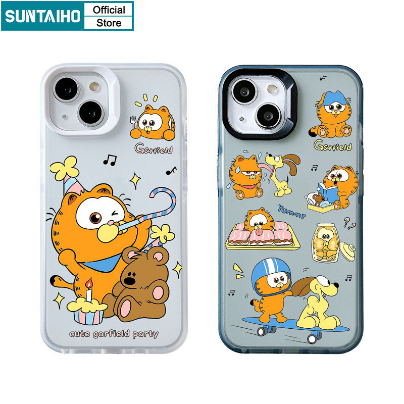 Suntaiho เคสไอโฟน ตลกปลอกการ์ตูนแมวรูปแบบ Clear Frosted สําหรับ Iphone 15 14 12 13 11 Pro Max IP 7 8 Plus Iphon X Xs XR Xs Max TPU ซิลิโคนนุ่มพรีเมี่ยมกันกระแทกปกหลัง
