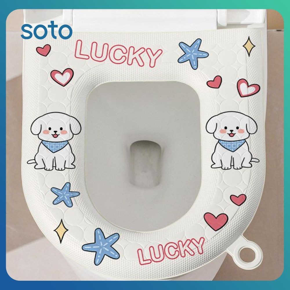 ♫ การ์ตูนเบาะรองนั่งชักโครกกันน้ำห้องน้ำสากลซิลิโคนโฟมแหวนที่หุ้มที่นั่งชักโครกในครัวเรือนซักผ้าฟรี