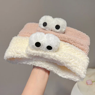 Big Eyes Quirky Plush Retractable ที่คาดผมผู้หญิงน่ารัก Face Wash Hairband เครื่องประดับผม