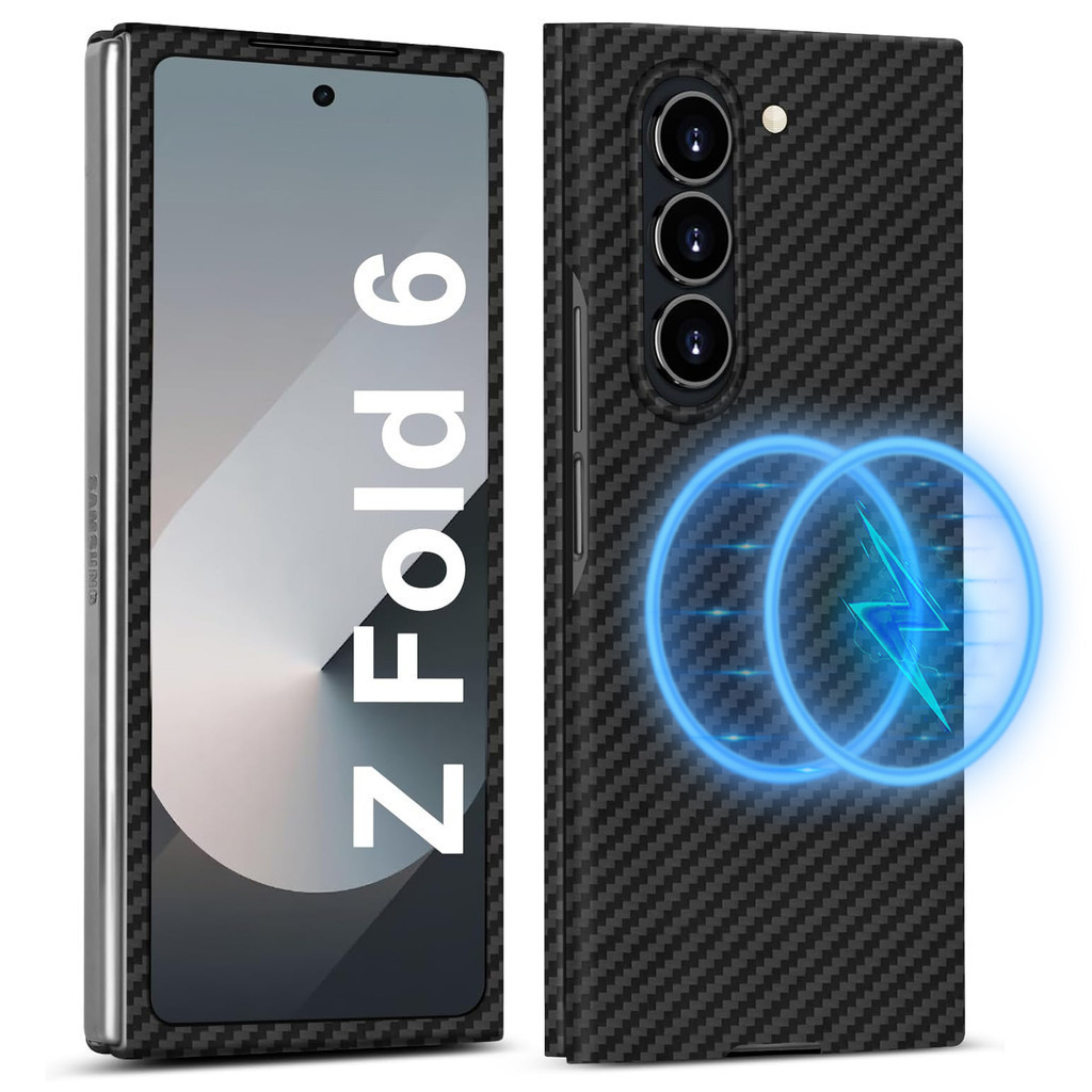 เคสแม่เหล็กคาร์บอนไฟเบอร์แท้สําหรับ Samsung Galaxy Z Fold 6 Slim น้ําหนักเบา