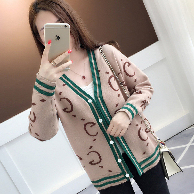เสื้อสเวตเตอร์ถักแบบถักสำหรับผู้หญิงแบบใหม่ฤดูใบไม้ผลิและฤดูใบไม้ร่วงเสื้อสเวตเตอร์ตัวสั้นทรงหลวมสไตล์เกาหลีสำหรับผู้หญิงเสื้อตัวนอกแมทช์ลุคง่ายสำหรับผู้หญิง