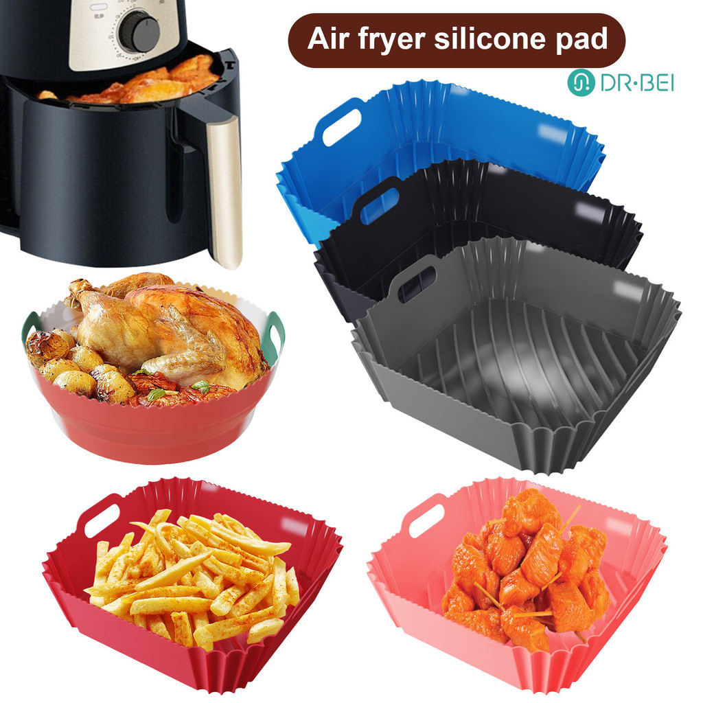 Dr.bei ซิลิโคน Air Fryer Liners นํากลับมาใช้ใหม่สแควร์ Airfryer Liners สําหรับ 4-6 QT อาหาร-เกรด Bak