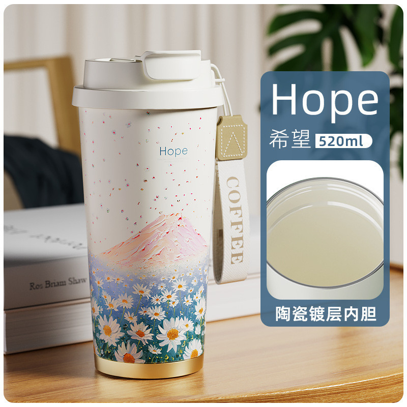 ถ้วยกาแฟเซรามิกสำหรับสาวๆที่มีมูลค่าสูง2024ใหม่ถ้วยเก็บความร้อนเครื่องดื่มคู่รถพร้อมถ้วยน้ำความจุขนาดใหญ่ t8l7