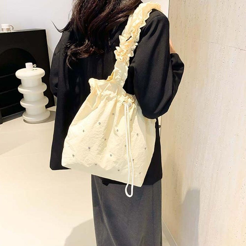 Uumir กระเป๋าถือ Drawstring, กระเป๋า Messenger สี Candy Sweet Nylon กระเป๋าผ้า, ของขวัญความจุขนาดใหญ่กันน้ําแฟชั่นกระเป๋าถือจีบยืดหยุ่น