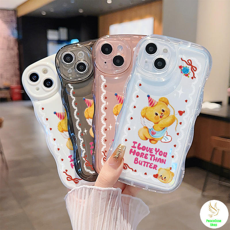COD-ในไทย เคส หมีเนยน่ารัก กามเทพดึงคันธนู สําหรับiPhone 7 8 X 11 12 13 14 15 TPU เปลือกเบาะลมคลื่น รุ่นสำหรับคู่รัก