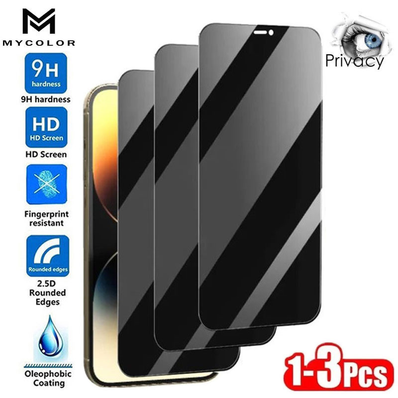 ฟิล์มกันมอง ฟิล์มกระจกนิรภัย 9H ฟิล์มกันเสือก สำหรับ iPhone ip 16 15 14 13 12 Mini 11 Pro X Xs Max Xr 7 8 6 6s Plus SE2 SE3 2020 2022 4G 5G 2023 2024