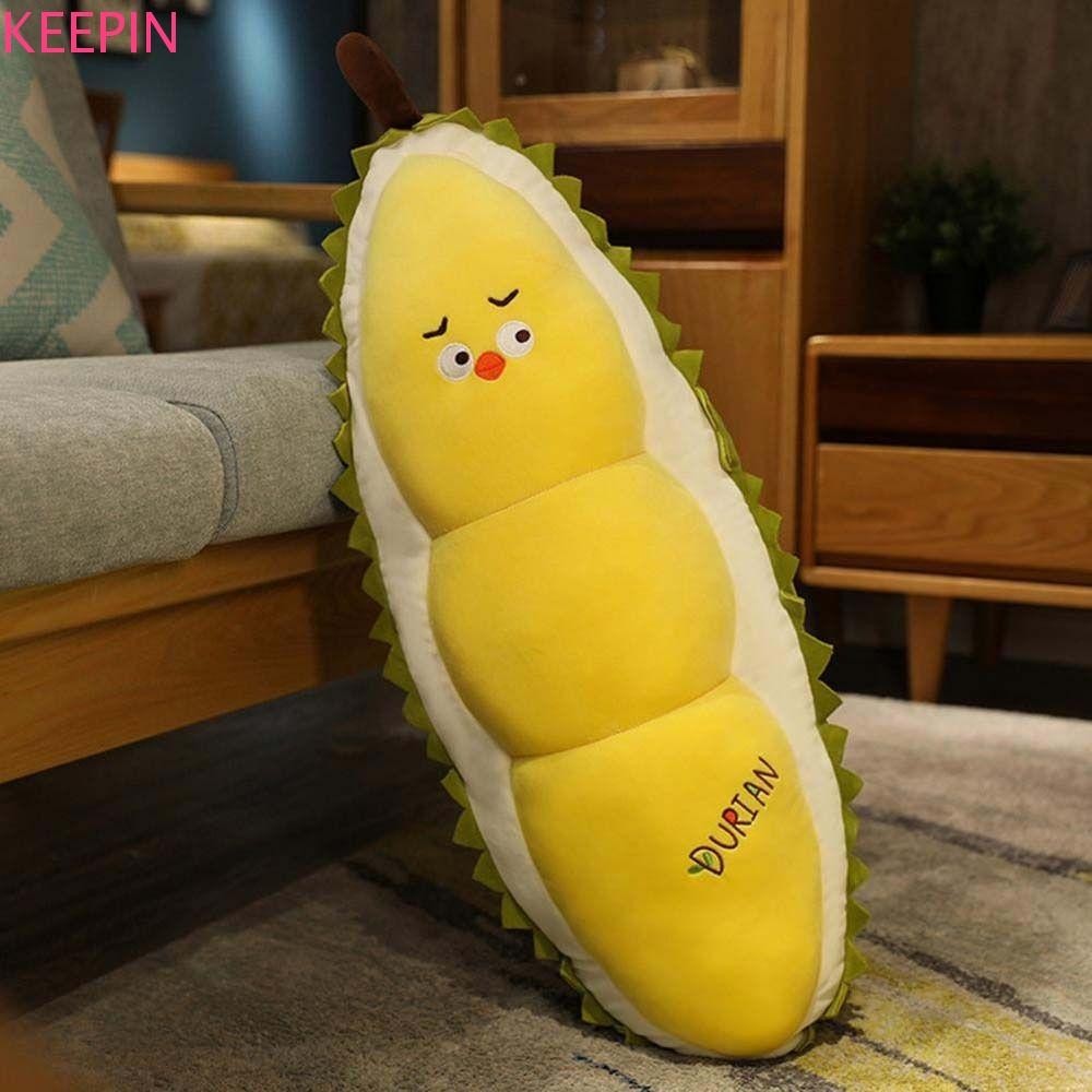 Keepin ตุ๊กตาทุเรียนนุ่ม หมอนการ์ตูนพืช สีเหลือง ไก่ตลก อาหาร Plushie
