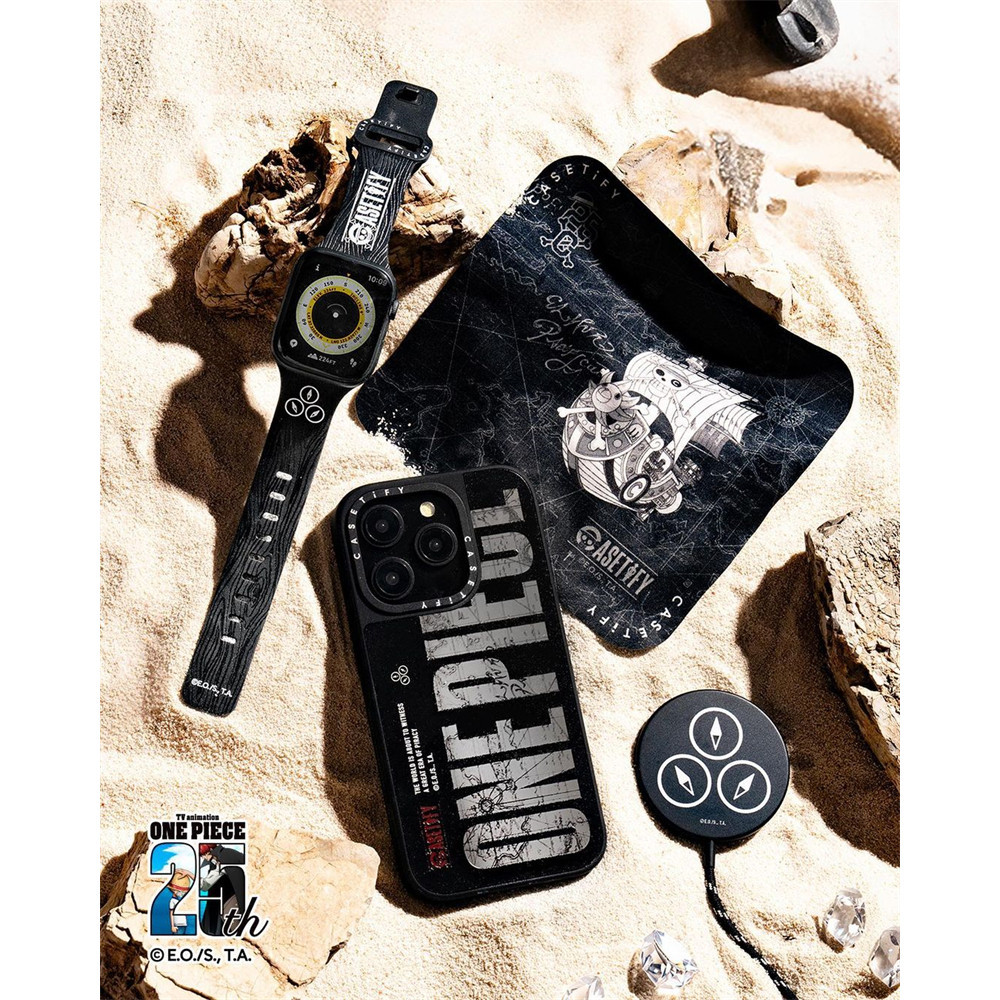 Casetify X ONE PIECE แผนที่กรณีแม่เหล็กดูด Sliver กระจก IPhone กรณี IPhone 15 14 13 12 Pro Max Plus Hard กลับกรณีฝาครอบกล่องแกะสลักโลโก้