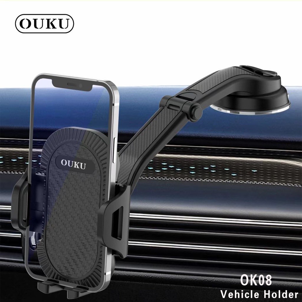 OUKU OK08ที่วางโทรศัพท์ในรถที่วางโทรศัพท์ในรถที่วางโทรศัพท์ในรถถ้วยดูดแน่นโค้งลงมั่นคงติดตั้งง่าย