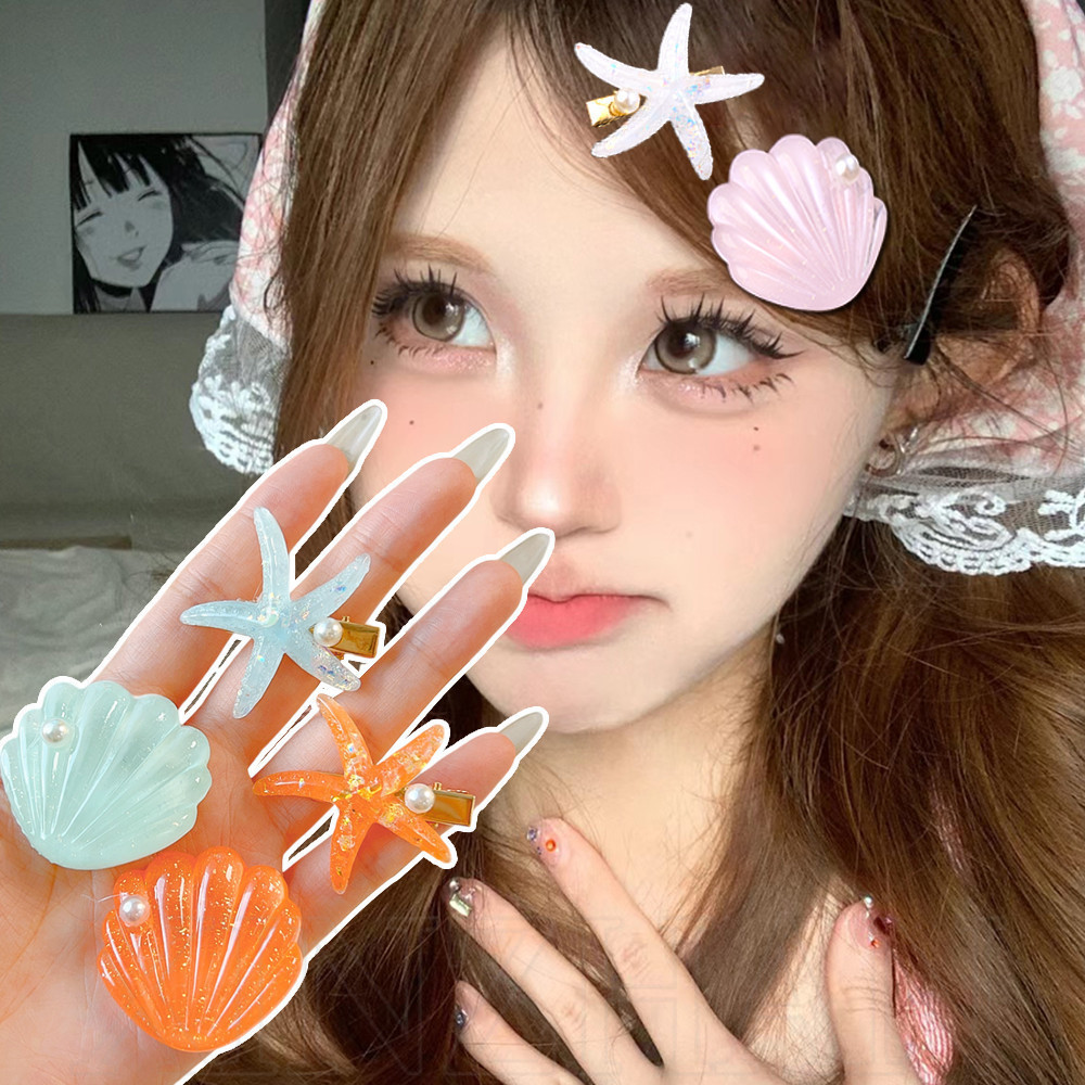 กิ๊บติดผมลายสัตว์ทะเล-มิ้นท์สีเขียวปลาดาวเปลือกกิ๊บ-เรซิ่น,การ์ตูน,หวาน,น่ารัก ใบเรียกเก็บเงินเป็ด คลิปสําหรับเด็ก-อุปกรณ์ผมยอดนิยม-สาวเรียบด้าน ปิ่นปักผม