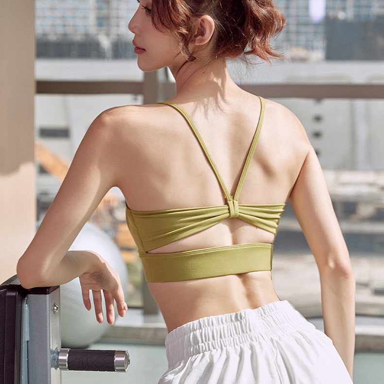 สายรัดไหล่บางชุดชั้นในกีฬาผู้หญิงกันกระแทกวิ่งดันทรงเต้นแบบลำลองเสื้อกั๊กโยคะป้องกันการหย่อนคล้อย Bra [Fit Sports]PV