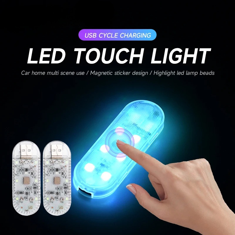 Led รถ Mini Touch Light USB ชาร์จแบบพกพาหลังคาอัตโนมัติเพดานอ่านโคมไฟกลางคืนไร้สายแม่เหล็กตกแต่ง Ambnet Light