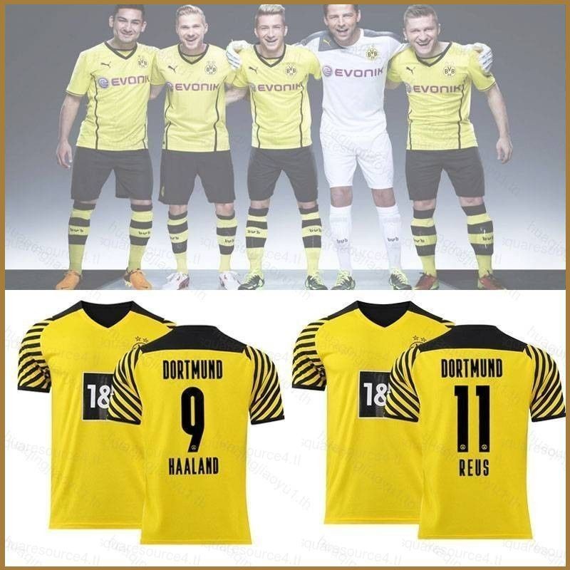 2021-2022 Bundesliga Borussia Dortmund FC เสื้อฟุตบอล Haaland Reus Tshirt เสื้อฟุตบอลหลวม Unisex Spo