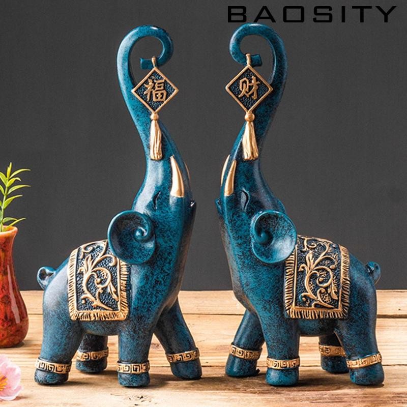 [Baosity] รูปปั้นช้างคู่ตุ๊กตาสัตว์พร้อมลําตัวสําหรับของขวัญตกแต่งบ้าน