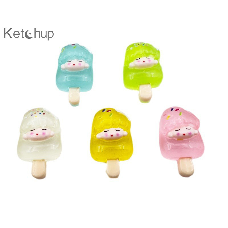 ซอสมะเขือเทศ 5 ชิ้น/1 pce Luminous การ์ตูน Multi-สี Popsicle การ์ตูน DIY หัตถกรรมวัสดุเด็ก Handmade Ch Nice