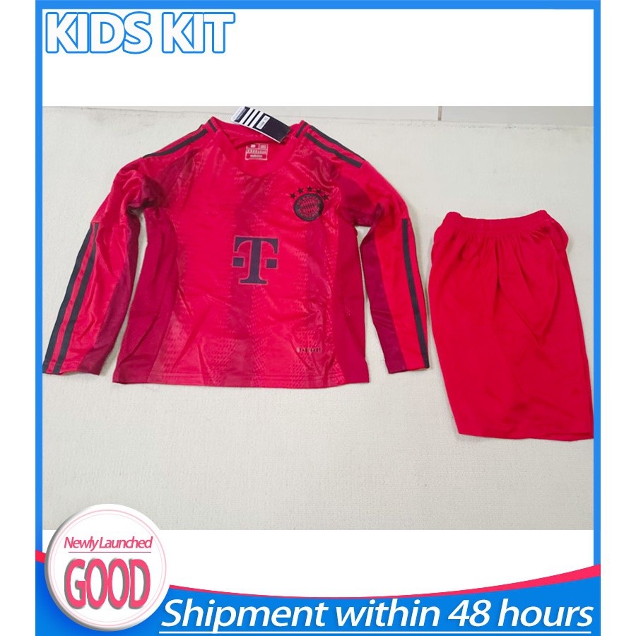 [KIDS Kit]2024 2025 bayern Munich Home jerseys ชุดเด็กแขนยาวปรับแต่งได้