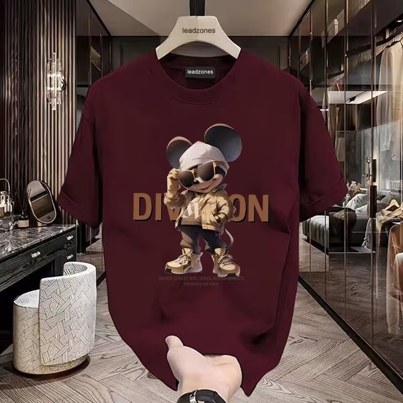 เสื้อยืดคอกลมแขนสั้นชายและหญิงเสื้อแขนห้าส่วนแบบเรียบง่ายอินเทรนด์สไตล์เกาหลีสำหรับฤดูร้อนเสื้อยืดลำลองแบรนด์แฟชั่นสำหรับผู้ชาย