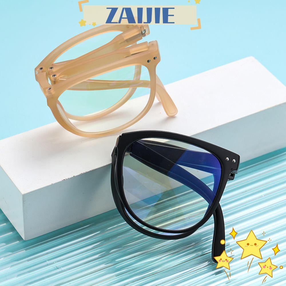 Zaijie แว่นตาอ่านหนังสือ TR90 ป้องกันรังสียูวี กรอบสีฟ้า น้ําหนักเบา พกพาง่าย สําหรับผู้หญิง และผู้ชาย