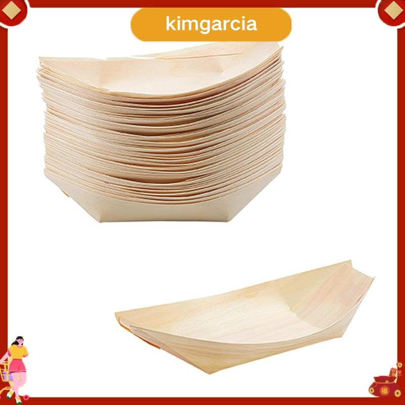 kimgarcia 50x อาหารนิ้ว - ชาม, "เรือ" ไม้ย่อยสลายได้