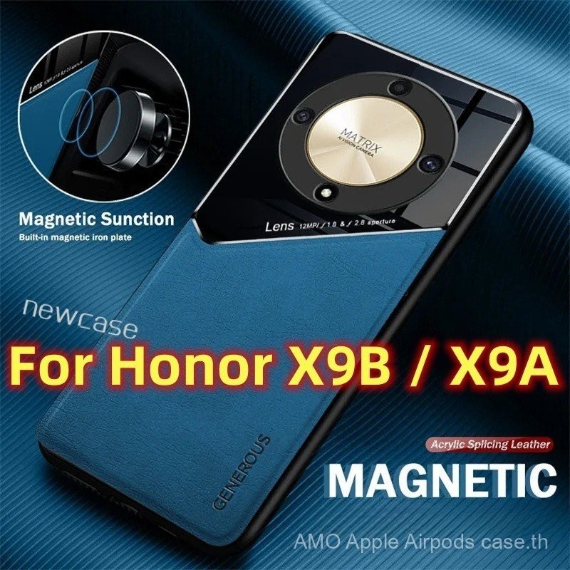 รถผู้ถือแม่เหล็กหนังสำหรับ Honor x9b x9a honorx9b honorx9a 5G เคสโทรศัพท์วงเล็บกันกระแทกขาตั้งป้องกันปกหลัง itbc