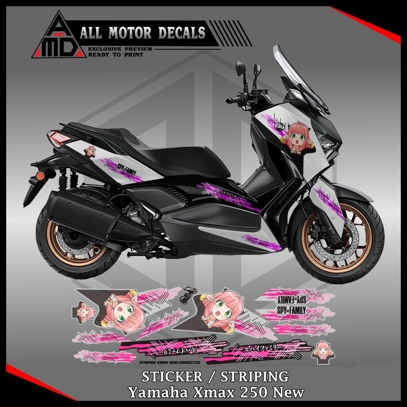 Striping Xmax 250 ใหม่เชื่อมต่อ/สติ๊กเกอร์ Yamaha Xmax 250 เชื่อมต่อ 2023,2024/สติ๊กเกอร์รูปลอกรถจักรยานยนต์ Xmax ใหม่ 250 อะนิเมะ Motif