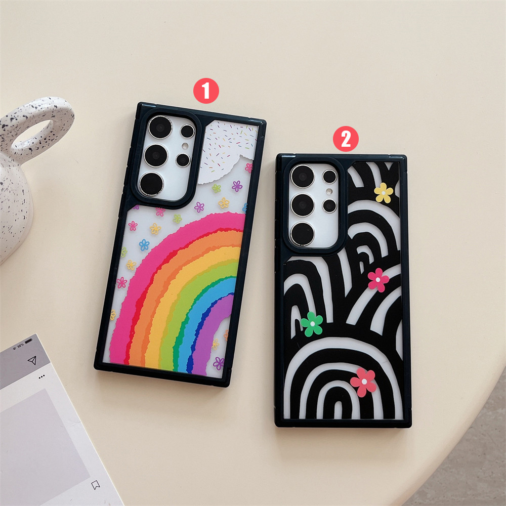 Samsungs25+ S24+ S22+ S23+ FE Ultra A05s A35 A34 A54 A15 A16 A55 A25 A23 สีน้ํา Rainbow กรณีความคิดสร้างสรรค์ปลอกสําหรับ Samsung Galaxy Full Encirclement ฝาครอบ