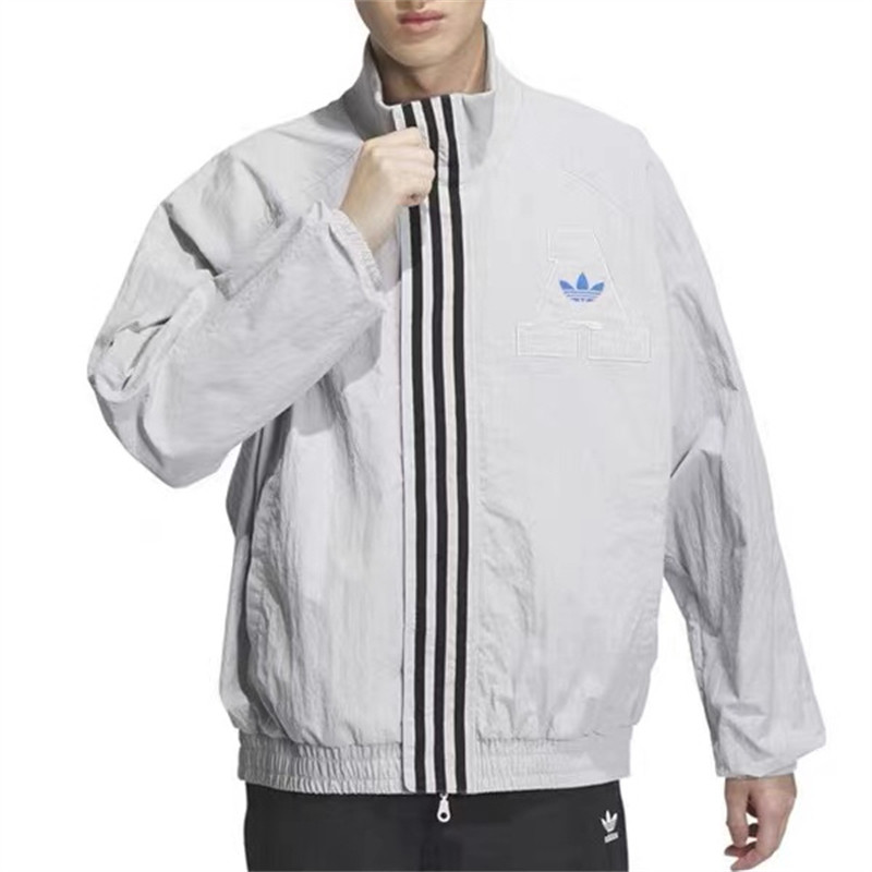 โลโก้ปัก Adidas Original กีฬากลางแจ้ง Windbreaker Stand Collar Jacket Bomber Jacket Unisex Jacket