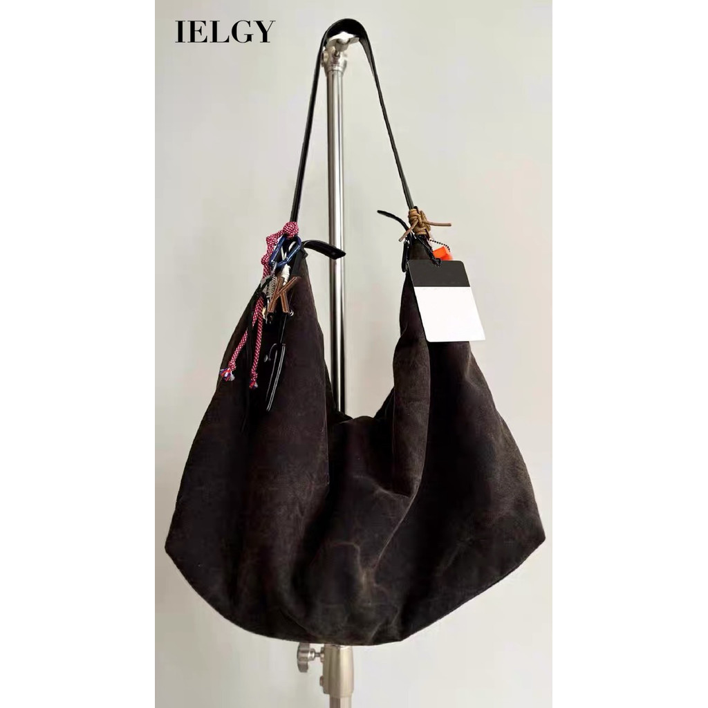 Ielgy Niche Design กระเป๋าโท้ทความจุขนาดใหญ่สไตล์ย้อนยุคสไตล์ขี้เกียจกระเป๋าเกี๊ยว Commuter All-Match ไหล่เดียว