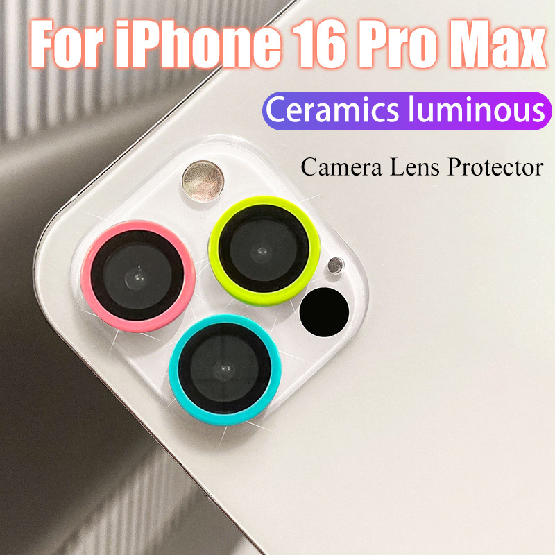 ตัวป้องกันเลนส์กล้องส่องสว่างสําหรับ iPhone 16 15 14 Plus 13 12 Mini 11 Pro 16Pro Max แก้วเซรามิกฟิล์มเลนส์ด้านหลัง