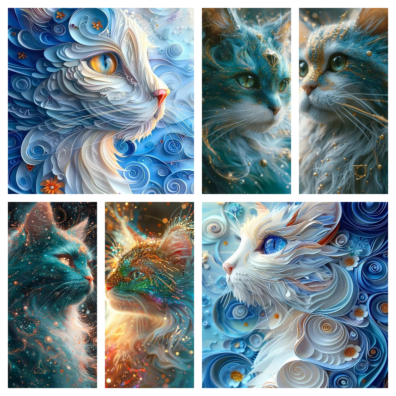 [KS] Dreamy แมวน่ารัก 5d ภาพวาดเพชรเพชรเต็มห้องนั่งเล่น PasteDiamond Cross Stitch ห้องนอนห้องรับประทานอาหารเพชรเย็บปักถักร้อยตกแต่งบ้าน 30x40 ซม./40x50 ซม./50x60 ซม.