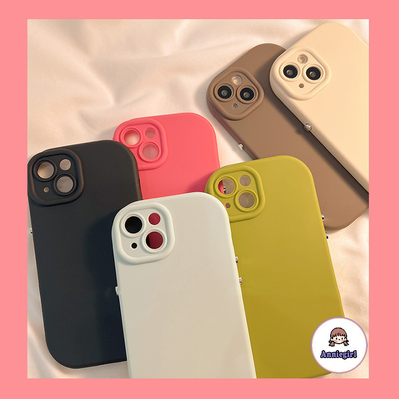 แฟชั่นสีทึบเลนส์ป้องกันเคสโทรศัพท์สําหรับ ไอโฟน 11 12 13 14 15 มือโปร สูงสุด 15บวก ปุ่มโลหะกันกระแทกซิลิโคนอ่อนโทรศัพท์ฝาหลัง
