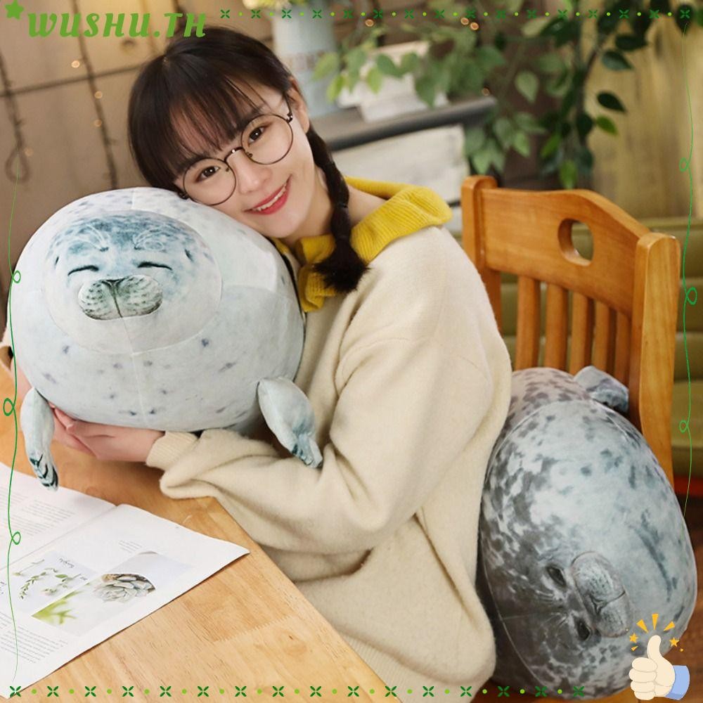 Wushu Seal Plush Toys, Chubby Cute Blob Seal Pillow, อินเทรนด์ PP Cotton Soft ตุ๊กตาสัตว์ขนาดใหญ่ของเล่นเด็ก