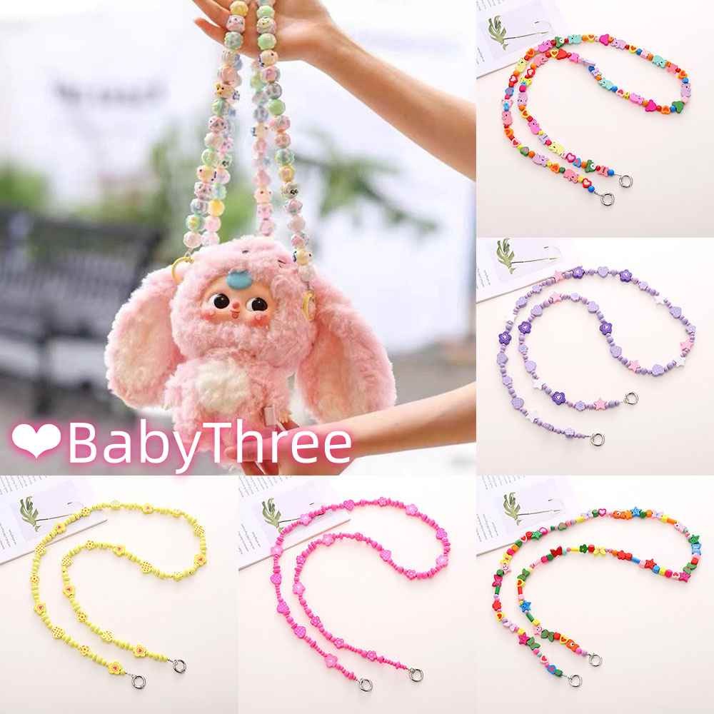 Babythree โทรศัพท์มือถือเชือกเส้นเล็กกระเป๋าโซ่สลิงป้องกันการสูญหายอุปกรณ์ตกแต่งลูกปัดสตริงหวาน ทําเอง, สีน่ารัก DIY